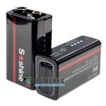 USB акумулятор Крона Li-Ion Soshine 9V 500mah з портом Type-C для заряджання та індикатором рівня заряду