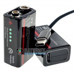 USB акумулятор Крона Li-Ion Soshine 9V 500mah з портом Type-C для заряджання та індикатором рівня заряду