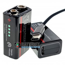 Soshine 9V 500mah USB Type-C - акумулятор Крона Li-ion із зарядкою від USB та індикатором рівня заряду