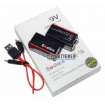 USB акумулятор Крона Li-Ion Soshine 9V 500mah з портом Type-C для заряджання та індикатором рівня заряду