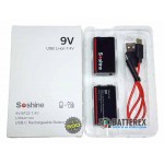 USB акумулятор Крона Li-Ion Soshine 9V 500mah з портом Type-C для заряджання та індикатором рівня заряду