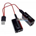 USB акумулятор Крона Li-Ion Soshine 9V 500mah з портом Type-C для заряджання та індикатором рівня заряду
