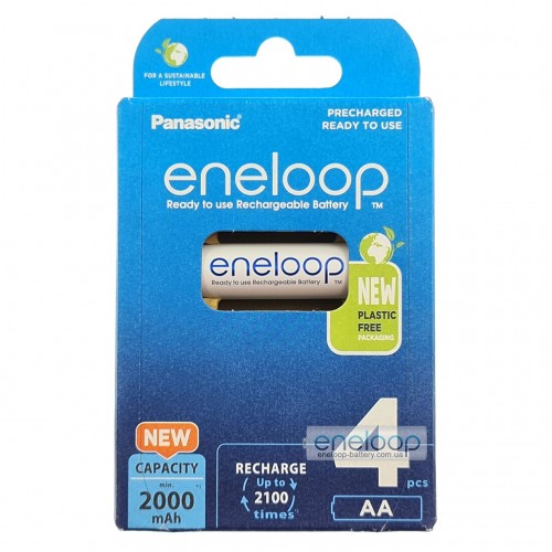 4 акумулятори AA Panasonic Eneloop 2000 mah BK-3MCDE/4BE в картонній еко-упаковці EcoBox
