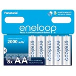 8 акумуляторів AA Panasonic Eneloop 2000 mah BK-3MCDE/8HH в картонній еко-упаковці EcoBox 2023-2024