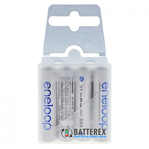 Мініпальчикові акумулятори ААА Panasonic Eneloop 800 mah BK-4MCDE, упаковка 4 акумулятори в пластиковому кейсі