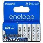 8 акумуляторів AAA Panasonic Eneloop 800 mah BK-4MCDE 8HH New EcoBox в картонній еко-упаковці 2023 року