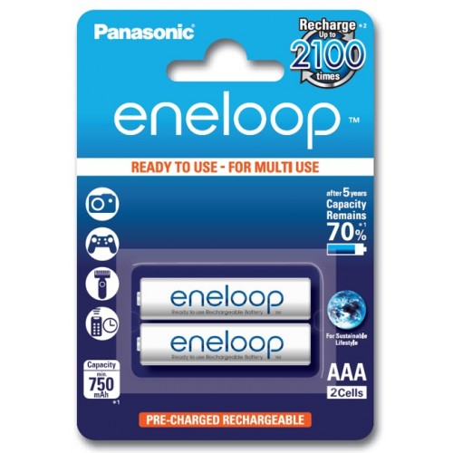 AAA Panasonic Eneloop 800 mah BK-4MCCE/2BE - 2 аккумулятора в блистере