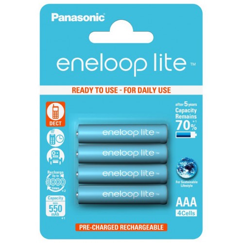 AAA Panasonic Eneloop Lite 600 mah BK-4LCCE/4BE  - 4 аккумулятора в блистере