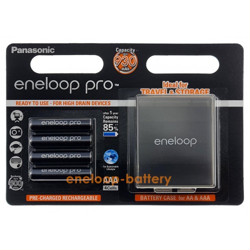 AAA Panasonic Eneloop Pro 980mah BK-4HCDE/C4BE - упаковка в блистере 4 аккумулятора + фирменный бокс Eneloop