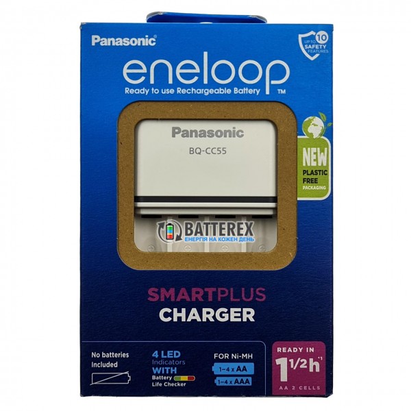 Panasonic Eneloop BQ-CC55E Smart&Quick EcoBox - швидкий зарядний пристрій із кольоровою індикацією рівня заряду акумуляторів