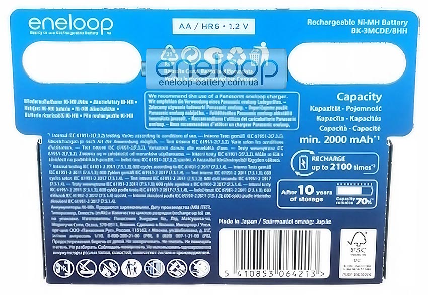 AA Panasonic Eneloop 2000 mah BK-3MCDE 8HH New EcoBox